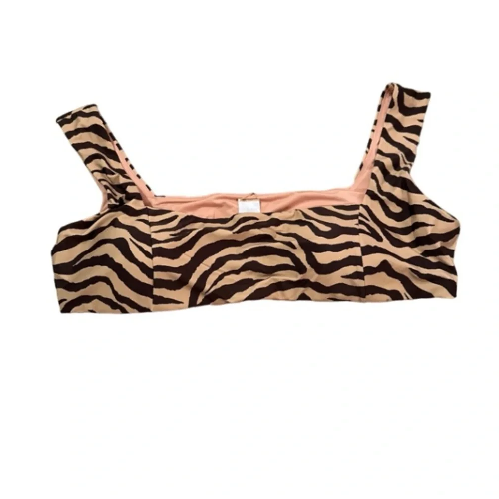 J. Crew Squareneck Bikini Swim Top in Zebra Stripe Cream & Black Sz 3X Plus‎ NEW